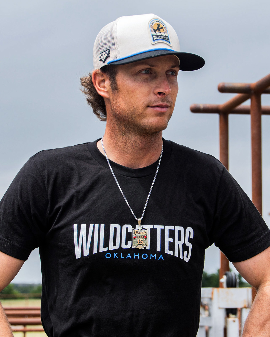 T-Shirt Ad, Black with distressed Wildcatters Primary Logo